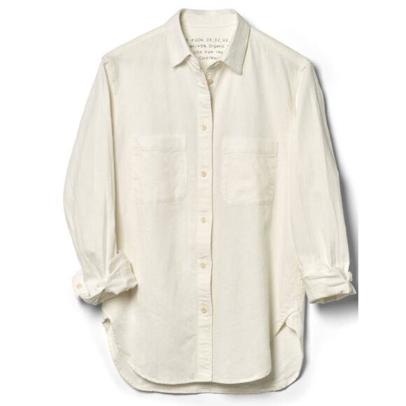 FOUR OBJECTS Sz 5 XL White Herringbone V2 Work Shirt Top - Picture 11 of 11